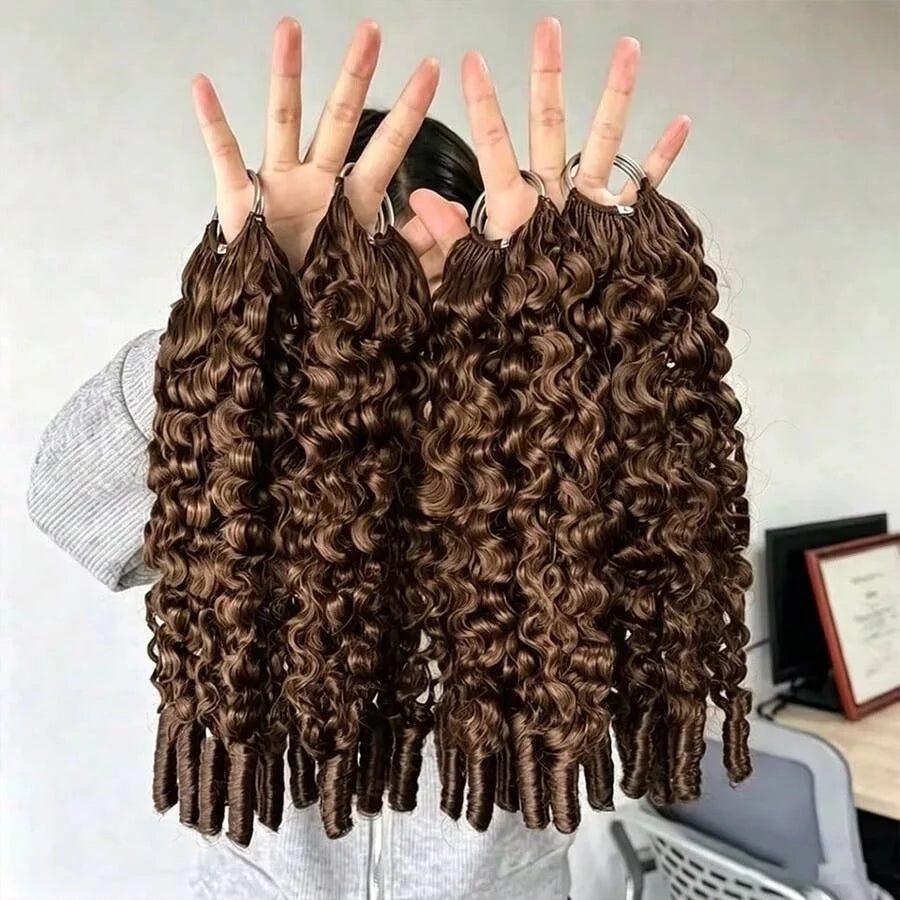 SIXQUEEN Feathered Burmese Curly Crochet Human Hair Extensions