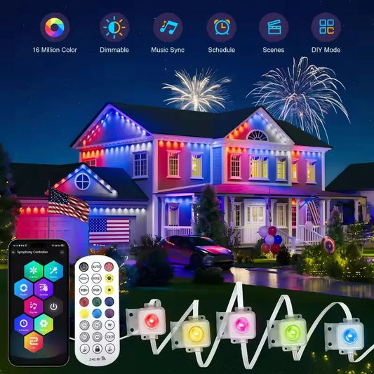 Smart LED Outdoor Eaves Lights With App And Remote Control