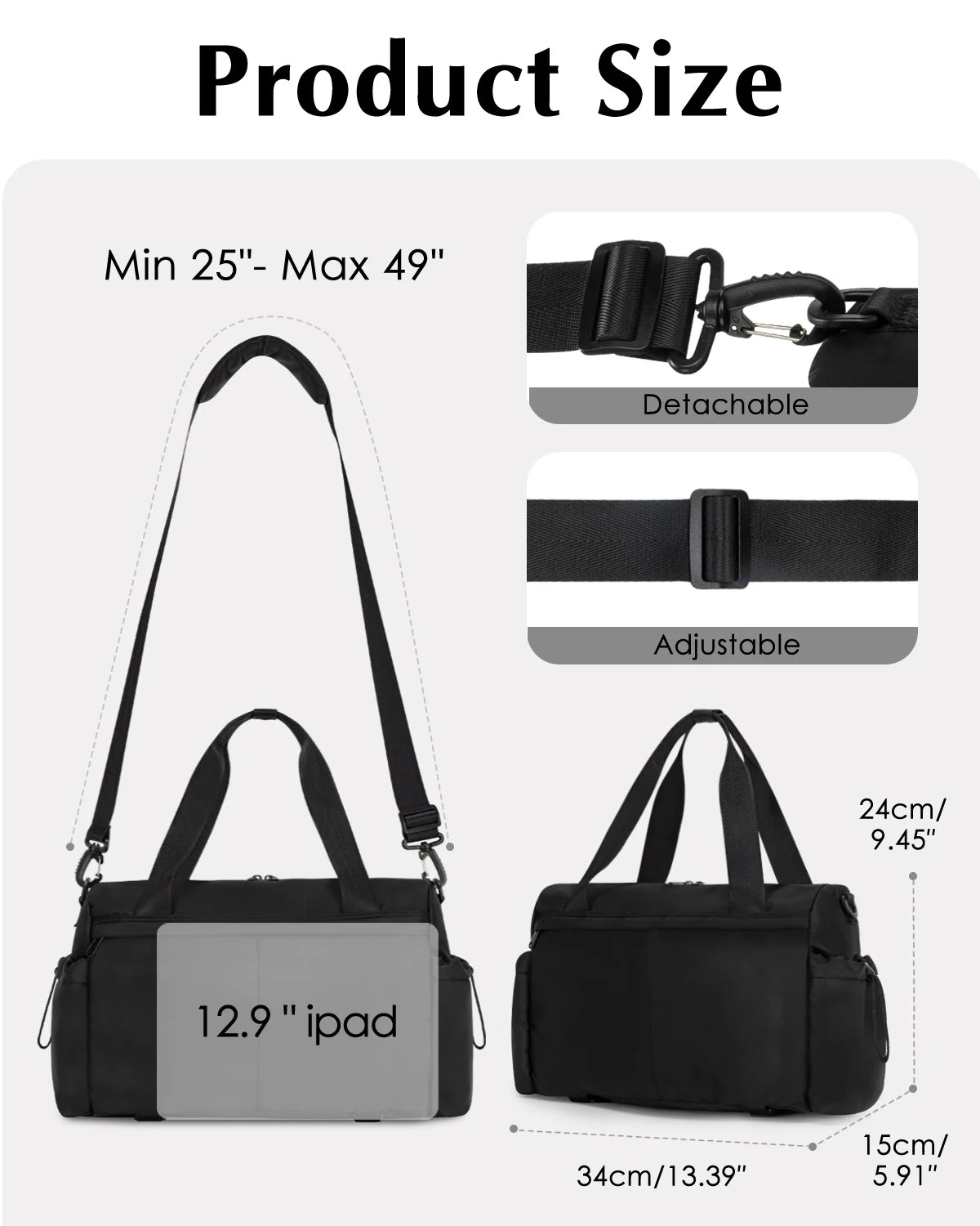Lightweight Fitness Duffel With Yoga Mat Holder And Wet Pocket