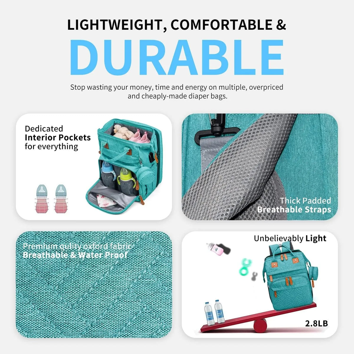 Kabaqoo Diaper Backpack With Changing Station And USB Charging Port